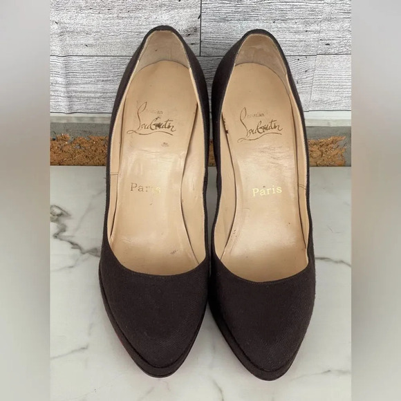 Christian Louboutin red bottom Brown Wool women’s Heels size 39 .8.5 - Picture 3 of 14